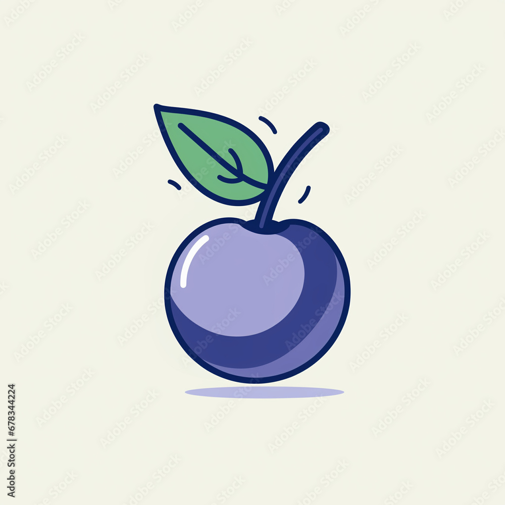 Simple graphic of a ripe Blueberry berry fruit. Flat clean cartoon 2D illustration style Simple graphic of a ripe Blueberry berry fruit. Flat clean cartoon 2D illustration style