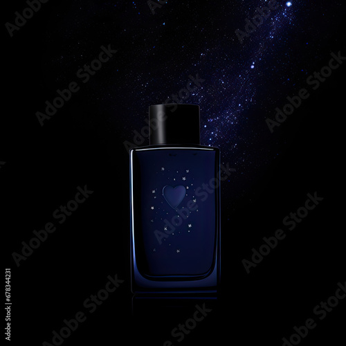 perfume bottle isolated on black cosmetics - by generative ai