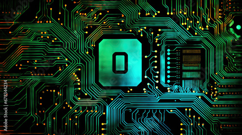 green electronic circuit board motherboard - by generative ai