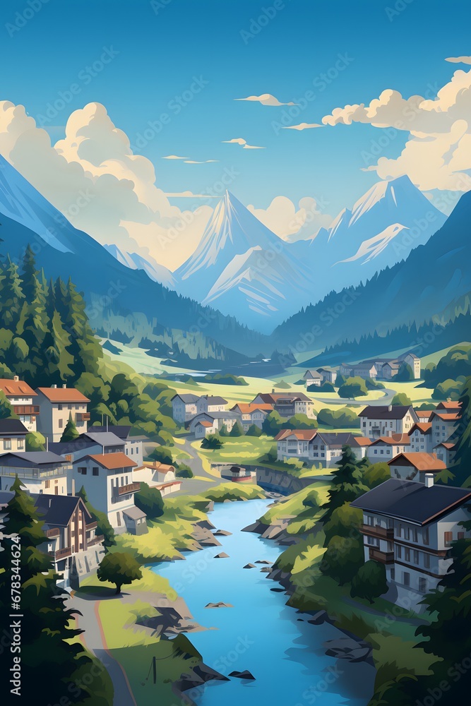 Captivating Zermatt Illustration for Posters