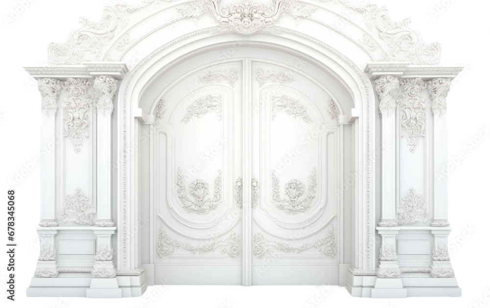 Naklejka premium Ethereal Elegance Door in Stunning White Color on a Clear Surface or PNG Transparent Background.