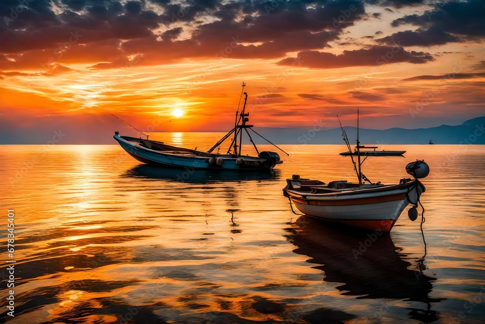 boat in the sunset