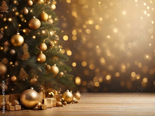 christmas background with golden balls