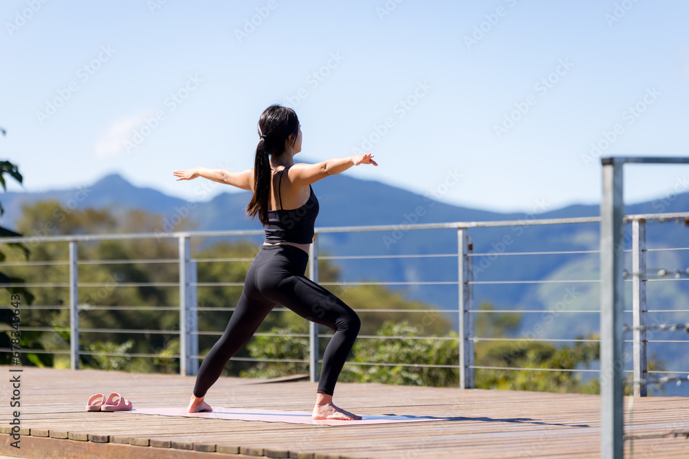 Sport woman do yoga on mountain Sport woman do yoga on mountain