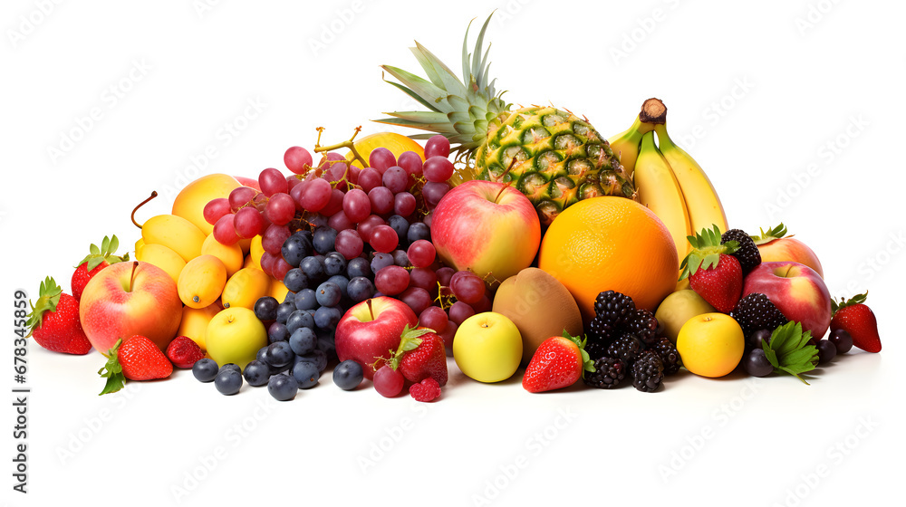 Fruit Selection Background - Tropical Harmony: A Luscious Assortment of Fresh Fruits on an Isolated Background