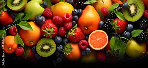 Fruits Background - Colorful and Fresh Assortment for a Healthy Lifestyle