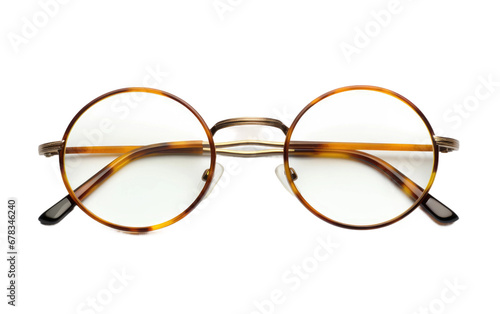 Flaw less Clarity Round Spectacles with Simple Style on a Clear Surface or PNG Transparent Background.