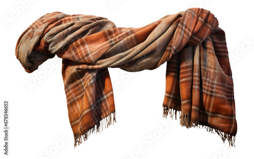 Fleece Lined Long Scarf on a Clear Surface or PNG Transparent Background.