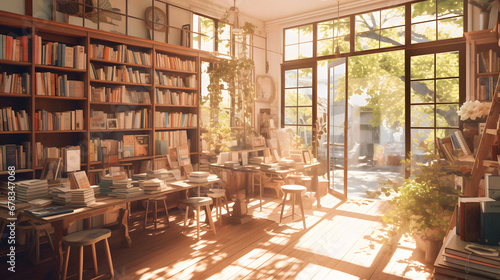 Charming Vintage Bookstore with Sunlight Streaming Through Dusty Windows  Enhanced with Soft and Pastel Tones to Evoke a Nostalgic and Cozy Atmosphere