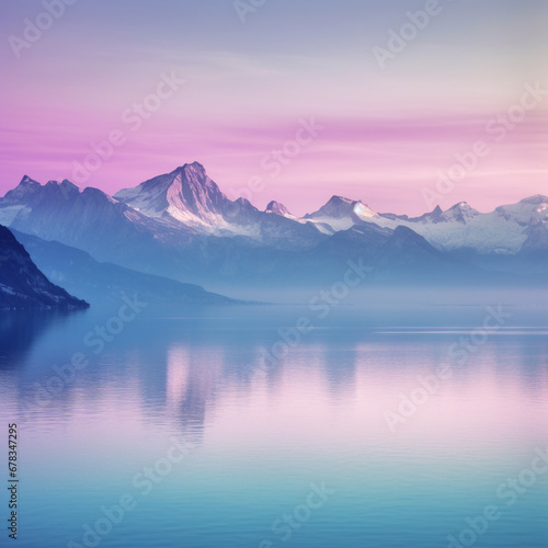 Mountains above the lake. AI Generated ©  iiulia