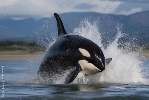 Orca jumping from water