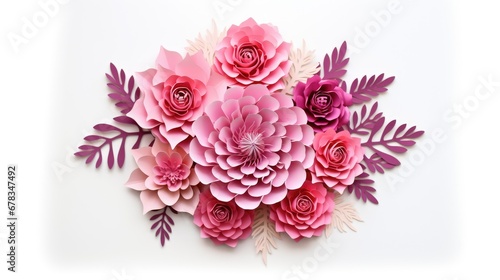 Artistic elegance! Handmade colorful paper cut flower for wedding invitation, a symbol of crafty creativity. © pvl0707