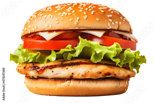 Grilled chicken sandwich burger isolated -