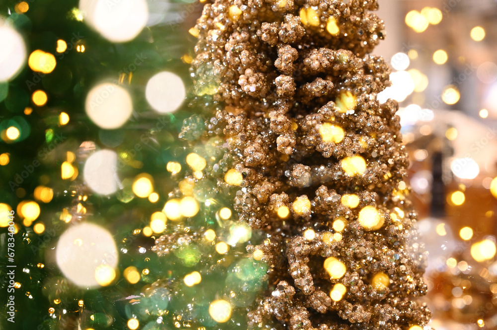 Christmas tree decoration with fairy lights xmas