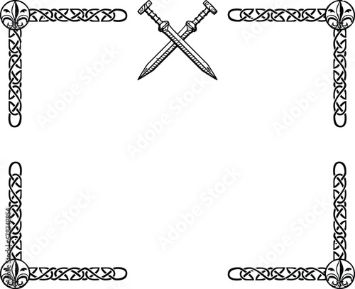 Medieval Frame with Fleur de Lis and Crossed Gladiuses