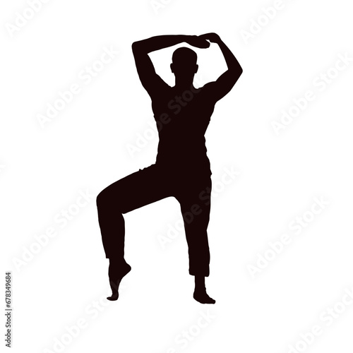 Silhouette of a meditating man, man practicing yoga - vector illustration