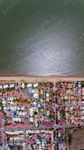 The coastal vibrancy of Kourou from above.