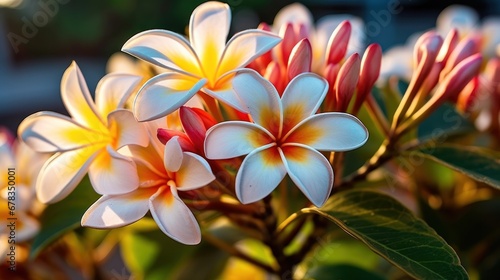 Frangipani flowers. Plumeria flowers. Springtime Concept. Valentine s Day Concept with a Copy Space. Mother s Day.