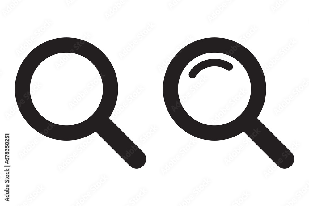 Magnifying glass icon, vector magnifier or loupe sign. Search icon. - obrazy, fototapety, plakaty 