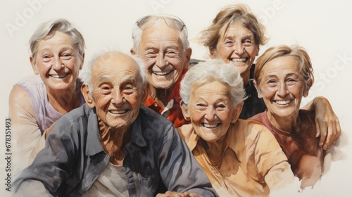 A painting of a group of older people