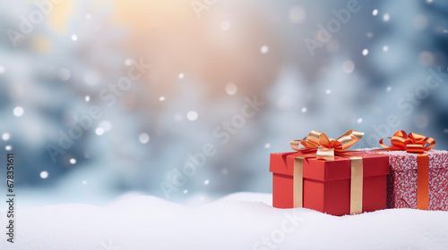 Christmas Gifts in the Snow.Generative Ai © Shades3d