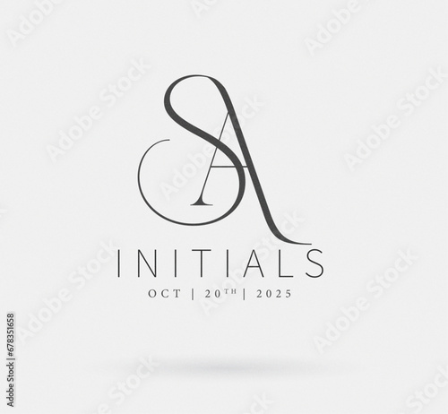 SA letter logo, SA Typography Initial Letter Brand Logo, Minimalist Wedding Monogram Logo, Typographic Line Monogram Logo, SA monogram logo