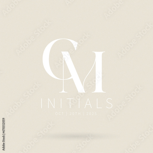 CM brand logo, CM letter logo, CM Typography Initial Letter Brand Logo, Minimalist Wedding Monogram Logo, Typographic Line Monogram Logo