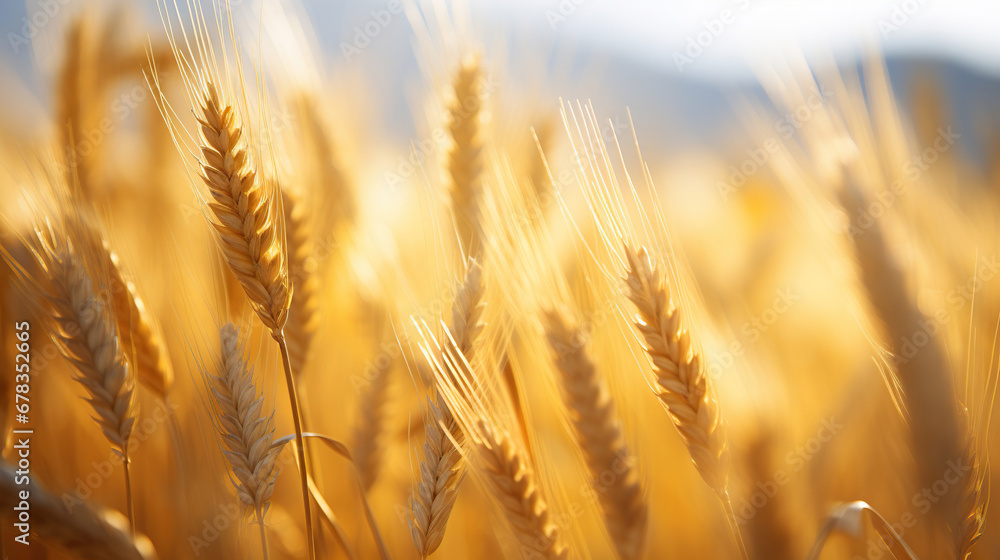 Close-up of a field of wheat. Generative Ai Close-up of a field of wheat. Generative Ai