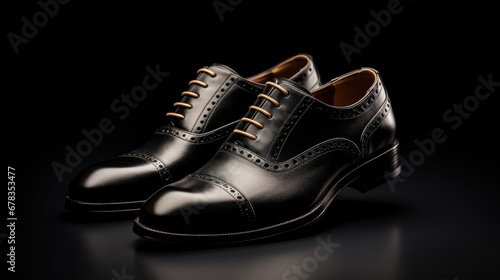 Step into style! Witness men's shoes on a sleek black background, showcasing elegance and classic fashion.