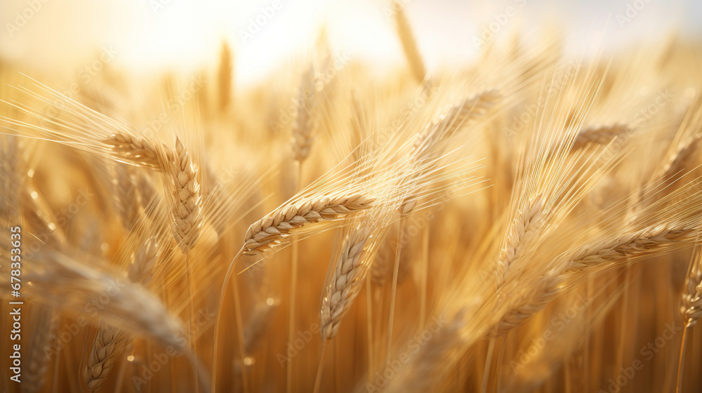Close-up of a field of wheat. Generative Ai