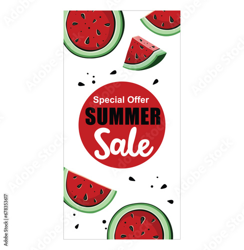 Fotografía Summer offer, watermelon promotion, illustration 10 eps