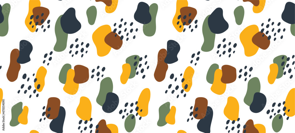 Fototapeta premium Seamless pattern with organic shapes. Abstract vector background in doodle style