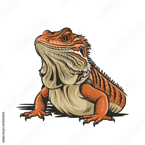 Bearded Dragon Vintage Vector Illustration