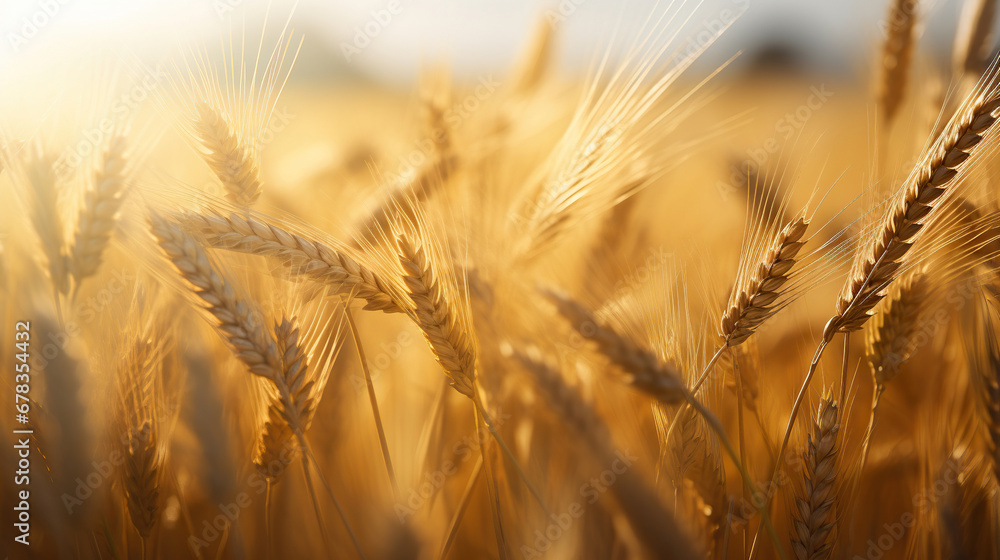 Close-up of a field of wheat. Generative Ai Close-up of a field of wheat. Generative Ai