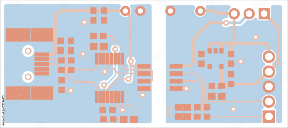 Electric background. Vector pcb pattern. 
Printed circuit board of an electronic 
device with
conductors and contact pads placed on it. 
Engineering drawing.