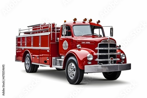 fire truck highlighted on a white background. Fire engine truck