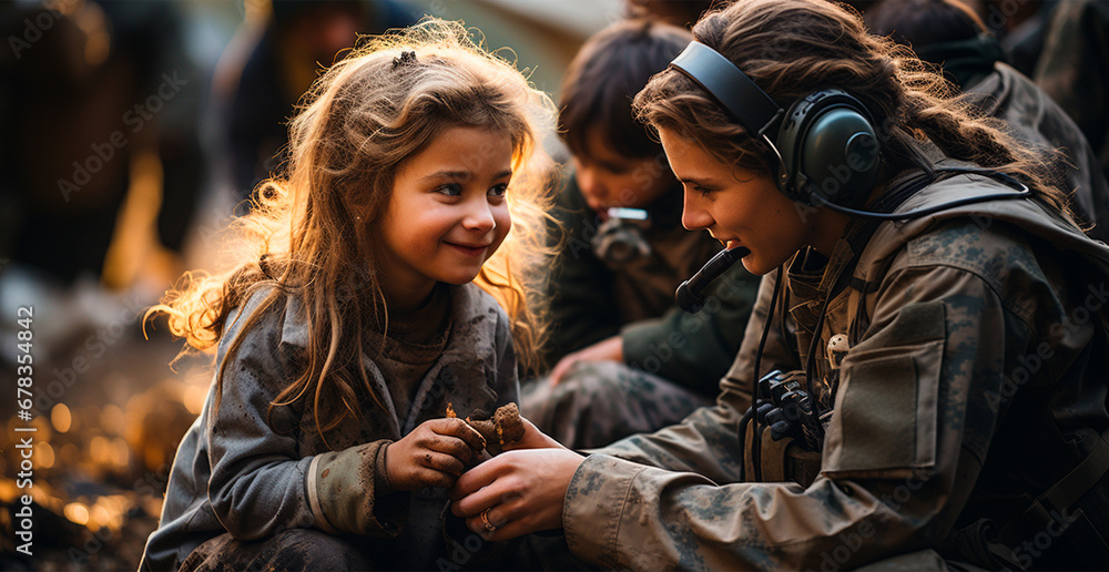 Military and children, military doctors help children, saving children ...