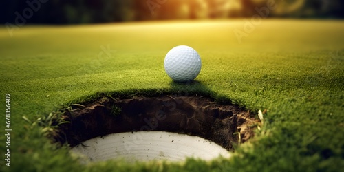 Golf Ball near hole.