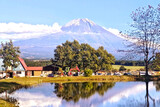 The natural photography in Japan, mount Fuji mountain, lake and outdoor park