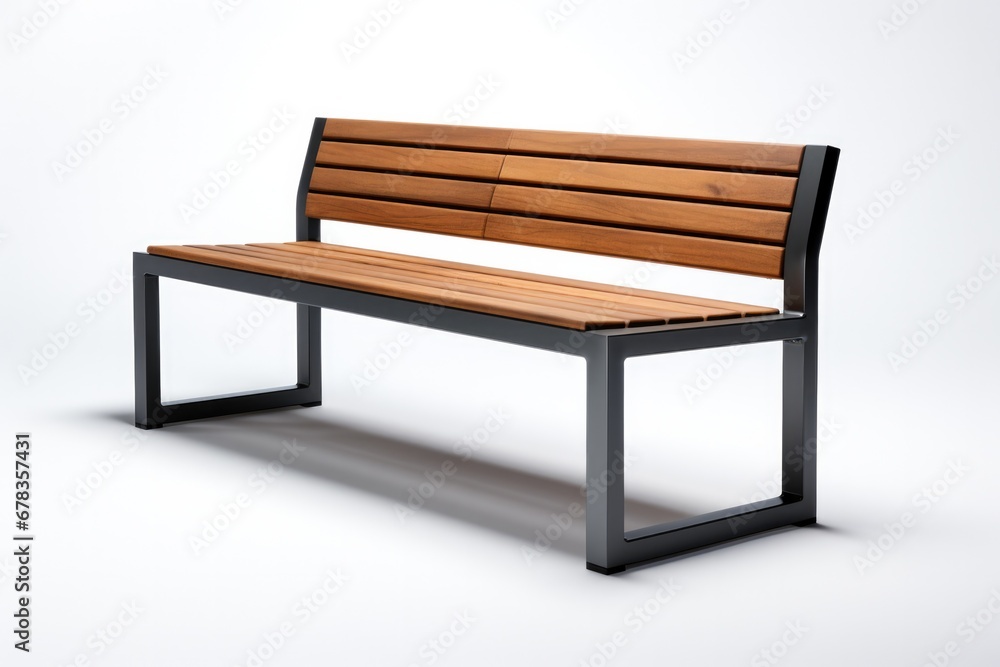 Sleek outdoor bench emphasizing minimalism isolated on a white background Sleek outdoor bench emphasizing minimalism isolated on a white background