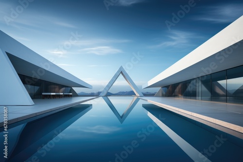 Abstract geometric lines shaping a modernistic minimalist architectural landscape 