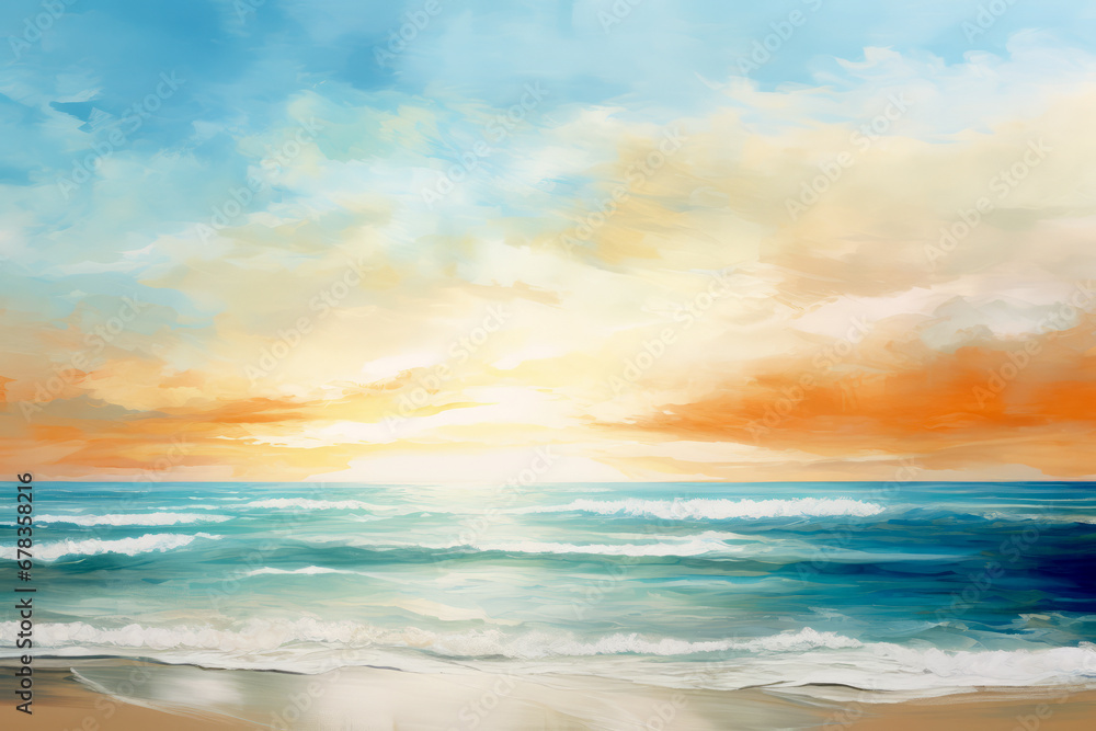 Escena de paisaje natural del mar estilo pintura de acuarela.