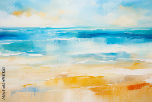 Escena de paisaje natural del mar estilo pintura de acuarela. photo