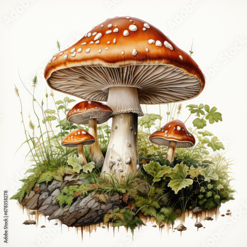 watercolor Mushroom clipart, Generative Ai