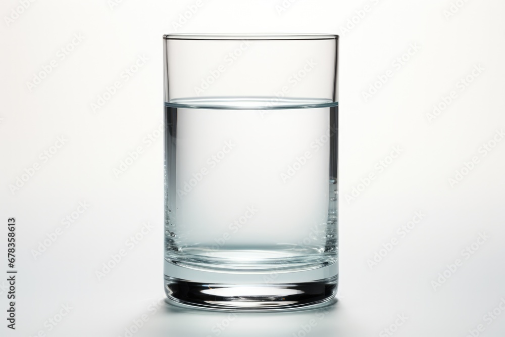 A clear glass with fresh water symbol of minimalism isolated on a white gradient background A clear glass with fresh water symbol of minimalism isolated on a white gradient background
