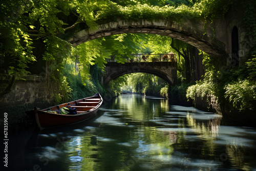 Charming canal scenery on a sunny day