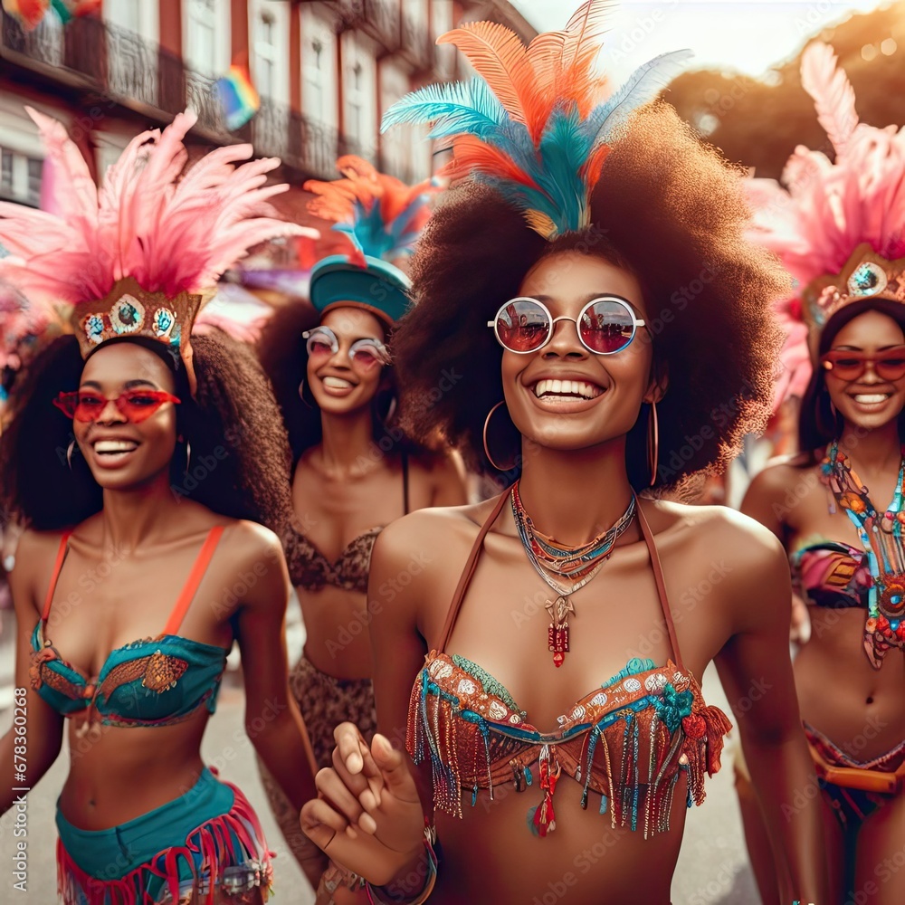 Obraz premium Vibrant Carnival Queens: Elegance in Motion