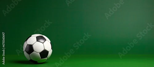 Soccer ball standing alone on green