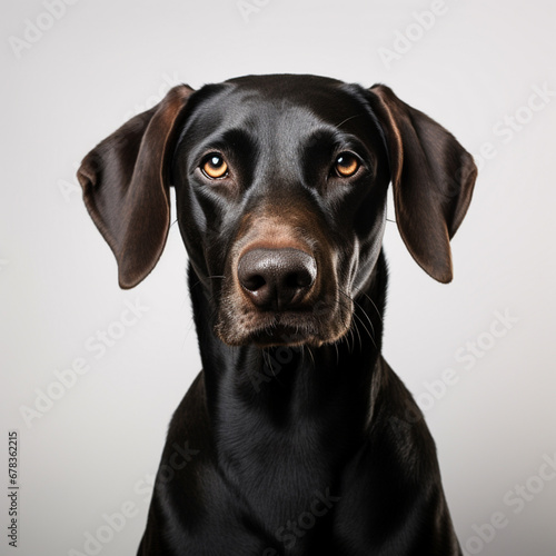   Closeup dog portrait of doberman pinscher, in the style of minimalistic portraits  © Avalga