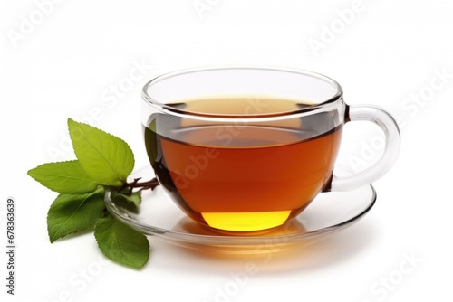 cup of hot aromatic tea on white background. AI Generated
